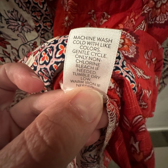 J Jill One pocket shirred100% cotton lightweight cottagecore button floral top M - Picture 6 of 14